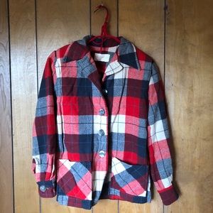 Vintage Flannel Wool Plaid Overshirt Jacket